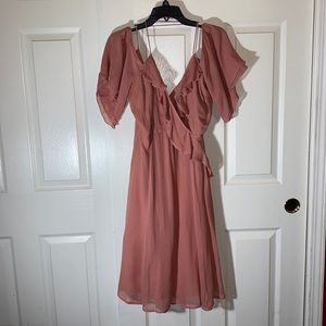 ASOS Dusty Rose Ruffle Dress